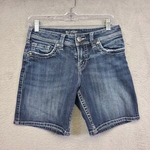 Silver Jeans Suki Shorts Womens‎ 28 Blue Mid Rise Bermuda Denim Stretch Y2K
